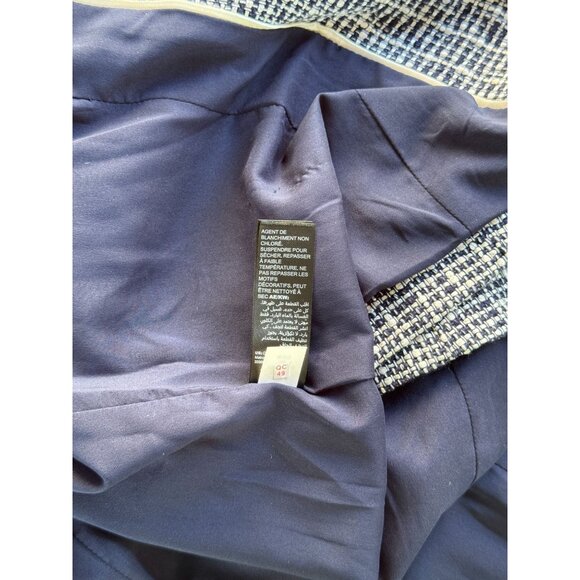 White House Black Market Womens 6 Blue White Pearl Blazer Jacket Long Sleeve - Picture 11 of 12